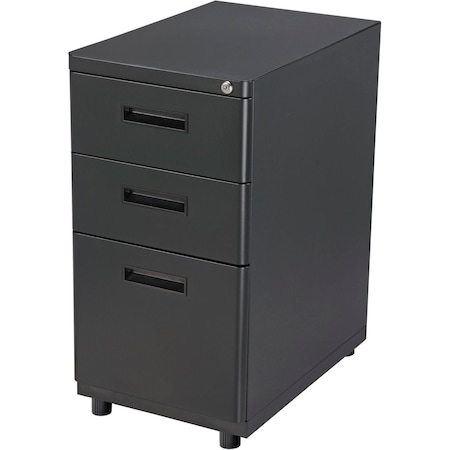Interion By Global Industrial Interion Pedestal Box File Cabinet, 3 Drawers, 16inW x 20inD x 29inH, Charcoal 248772